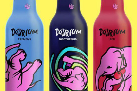 Graphic Design Packaging Brief - Created by McCann Manchester (photograph of three bottles of Delirium beer)